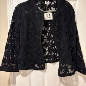 Anne Klein Black Floral Lace Blazer
